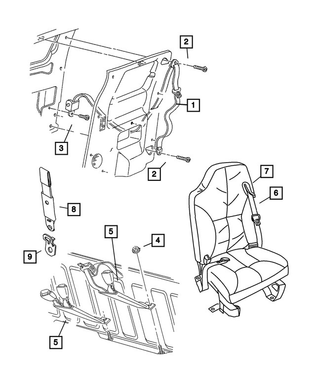 5GT78LAZAB - Interior Trim: Rear Outer Seat Belt for Mopar Image