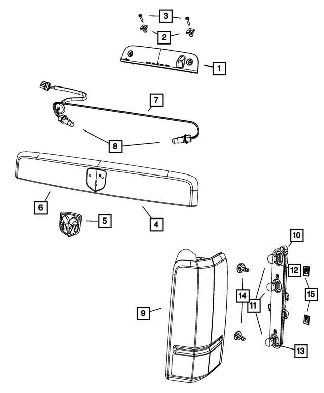 55157160AH - : Tail Stop Backup Lamp, Right for Mopar Image