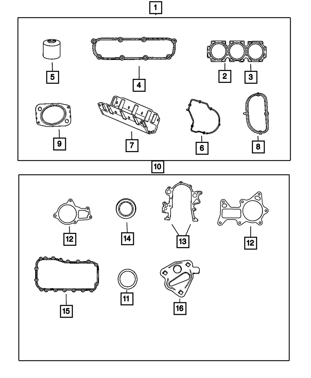 Engine Upper Gasket Package - Mopar (68029542AB)
