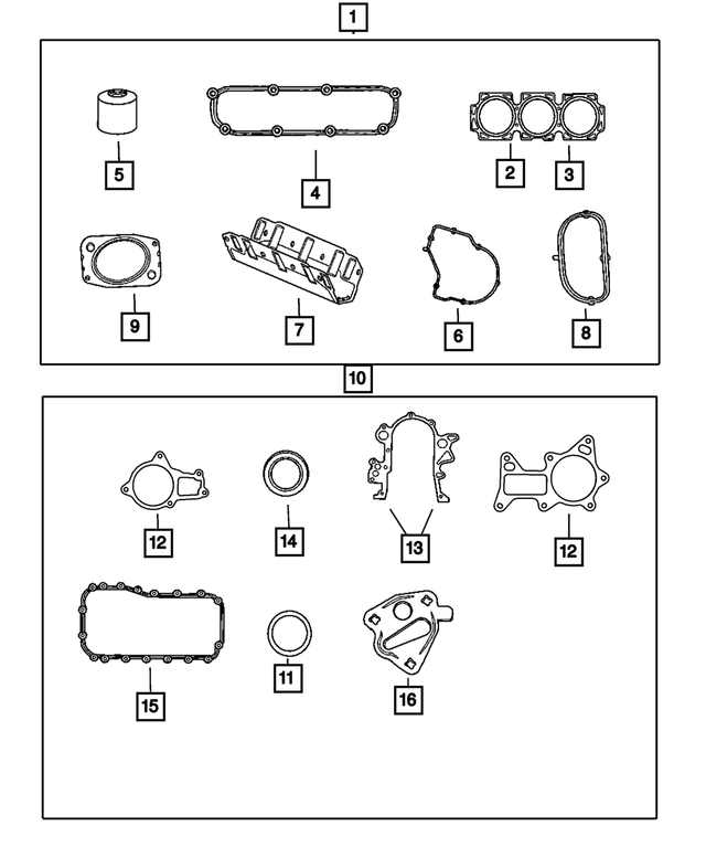 68029544AC - 3.3L Gas; Engine: Engine Lower Gasket Package for Mopar Image image
