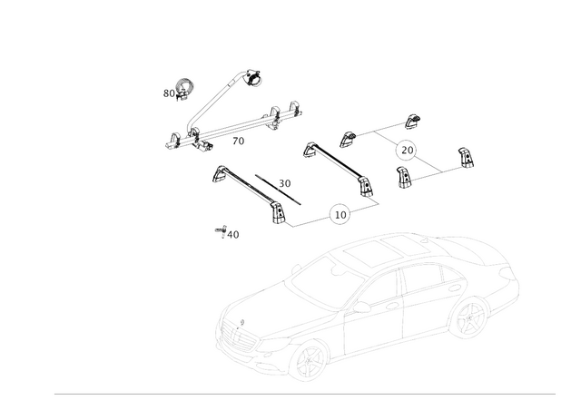 19859609 - Roof Carrier Systems: Section Covering for Mercedes-Benz: 180A, 180b, 220a, A220, C250, C300, C350, C63 AMG, CLA250, CLA35 AMG, CLA45 AMG, CLA45 AMG S, CLS400, CLS550, CLS63 AMG, CLS63 AMG S, E250, E350, E400, E550, E63 AMG, G550, G63 4x4 Squared AMG, G63 AMG, GLA250, S450, S550e, S63 AMG, S65 AMG Image