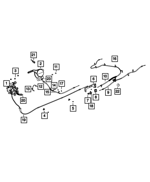 Parking Brake Lever, Cables, and Rear Disc Park Brake Assembly for 2012 Dodge Journey #0