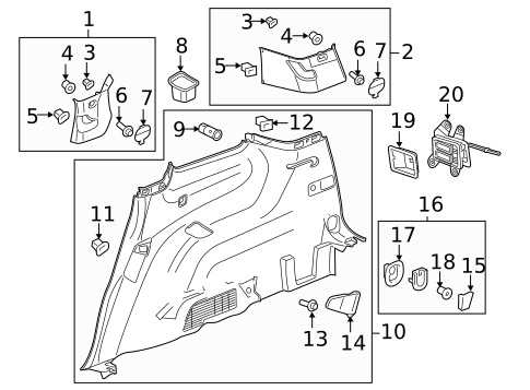 Interior Trim - Quarter Panels for 2018 GMC Acadia #0