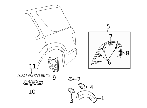 Exterior Trim - Quarter Panel for 2005 Toyota Sequoia #0