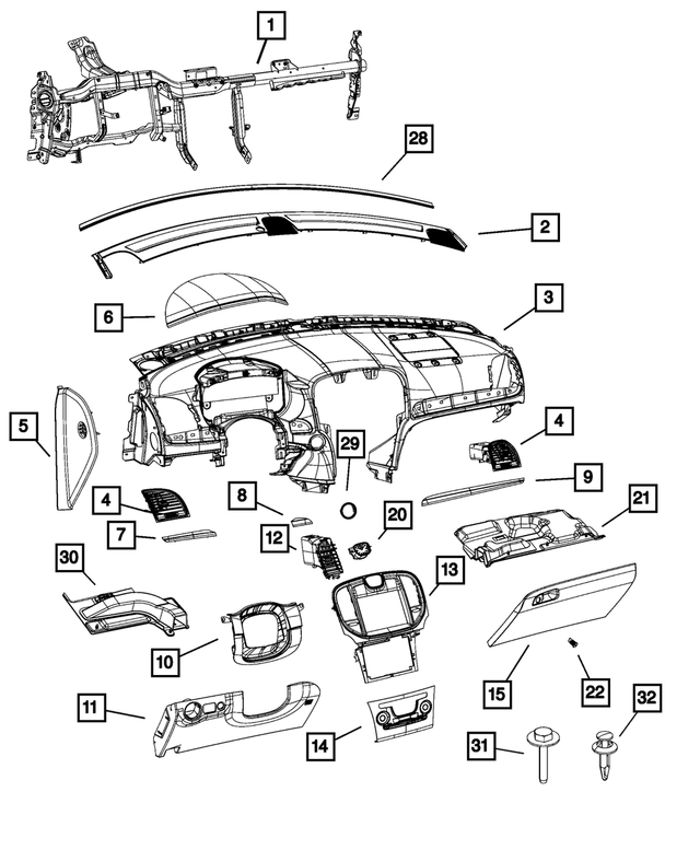 1JQ67LC5AK - Interior Trim: Defroster Grille for Mopar Image