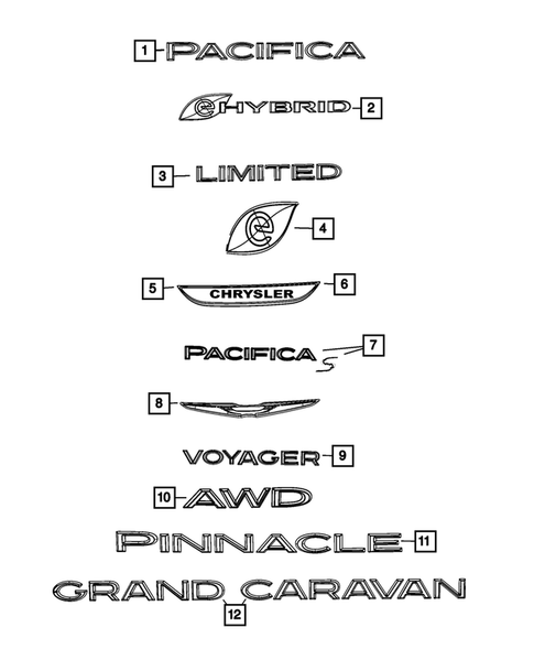 Nameplates for 2025 Chrysler Pacifica #0
