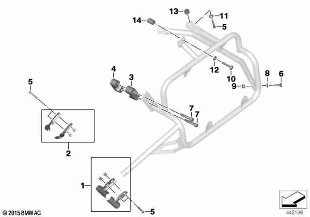 46547703279 - Frame and Mounting Parts: Kit Pipe Clamp Left -  for BMW-Motorrad Image