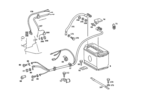 Battery, Starter/Alternator Cable for 1985 Mercedes-Benz 380SE #2