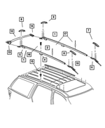 55136849AB - Body Sheet Metal Except Doors: Luggage Rack Side Rail, Left for Mopar Image