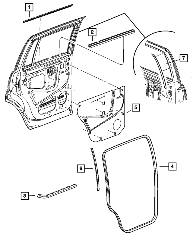 « 55364080AD – Doors and Related Parts : Porte Arrière Joint, Côté Droit pour Mopar Image »