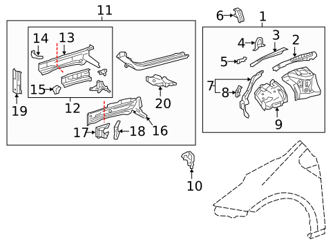 Structural Components & Rails for 2020 Toyota Prius AWD-e #0