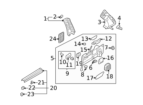 Interior Trim - Side Panel for 2008 Kia Sedona #0