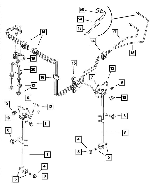 5140864AA - Service Brakes: Brake Hose, Left Front for Chrysler: 300 | Dodge: Challenger, Charger, Magnum Image