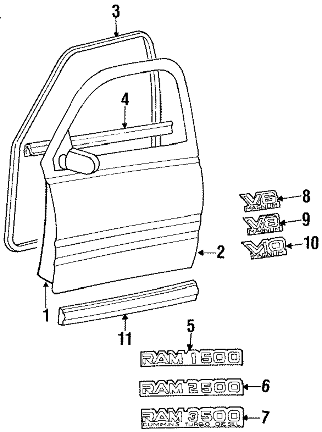 55023572AH - Body: Door Shell for Mopar Image