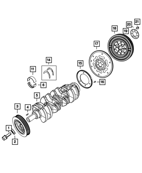 Crankshaft, Piston, Drive Plate, Flywheel, and Damper for 2015 Dodge Dart #1