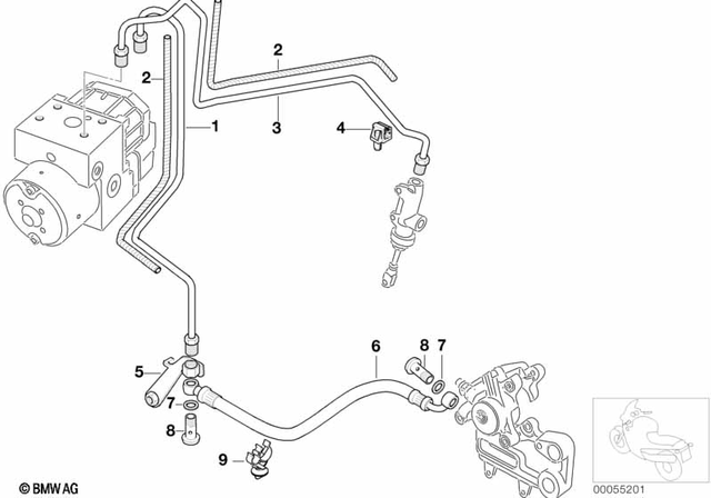 34327661513 - Brakes: Brake Hose Rear for BMW-Motorrad Image