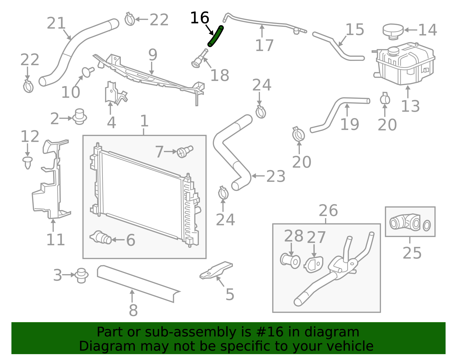 2010-2020 GM Radiator Surge Tank Inlet Hose 22962116 | OEM Parts Online