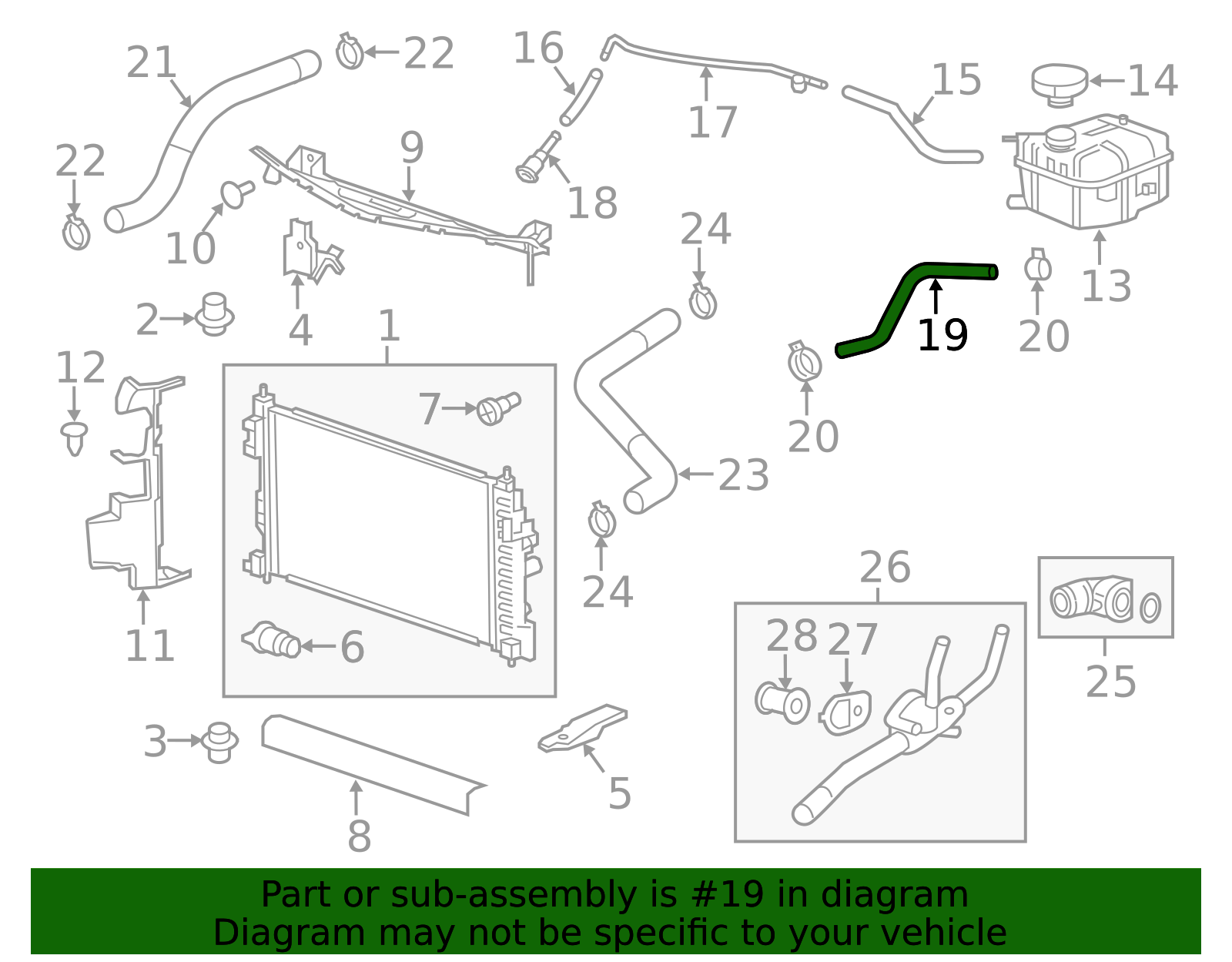 2010-2020 GM Radiator Surge Tank Outlet Hose 22965100 | TascaParts.com