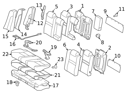 Rear Seat Components for 2016 Toyota Camry #0