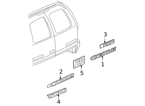 Exterior Trim - Back Door for 2004 Chevrolet Tahoe #0
