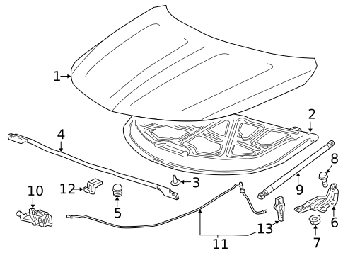 Hood & Components for 2015 Chevrolet Impala #0