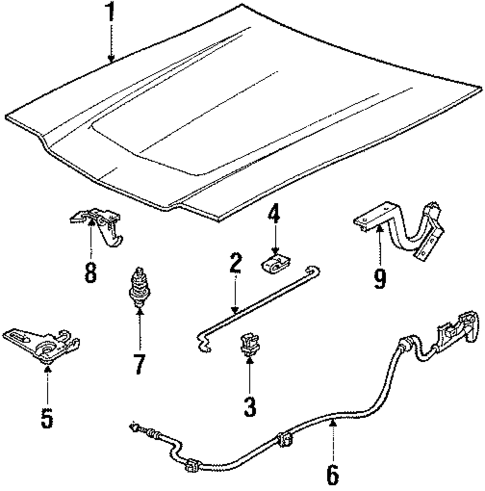 Hood & Components for 1985 Ford EXP #0