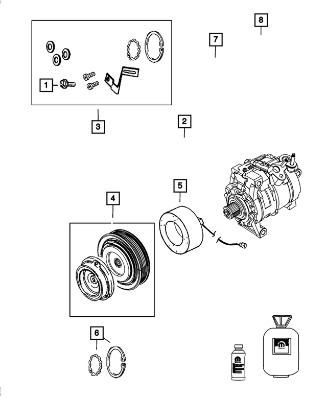 68032119AA - Air Conditioners and Heaters: A/c Compressor Clutch Overhaul Kit for Mopar Image image