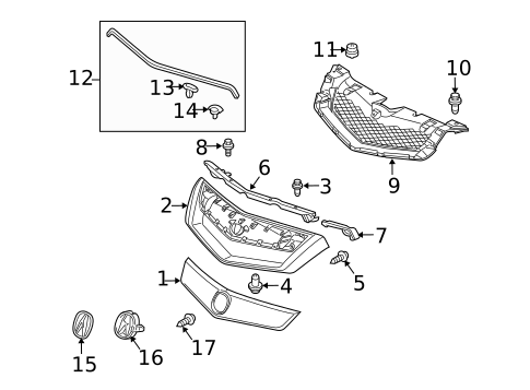 Grille & Components for 2012 Acura RDX #0