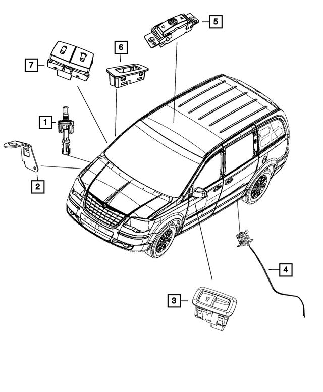 68045725AA - Interior Trim: Rear Seat Limit Switch Kit for Chrysler: Town &amp; Country | Dodge: Grand Caravan | Ram: C/V Image