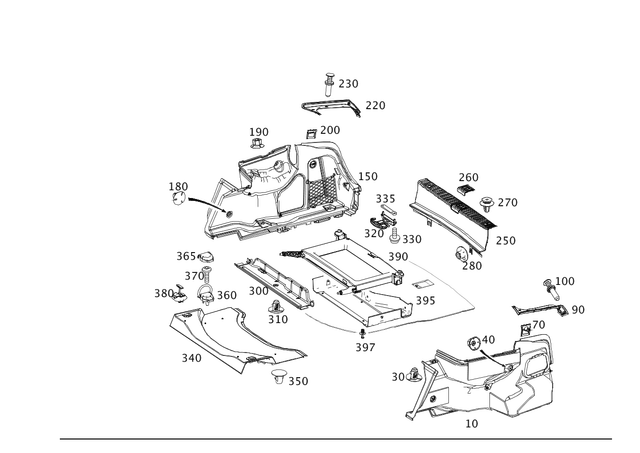 2126905841 - Trim and Lining: Trim, Spare Wheel Well for Mercedes-Benz Image image