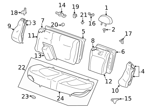 Rear Seat Components for 1999 Hyundai Sonata #0
