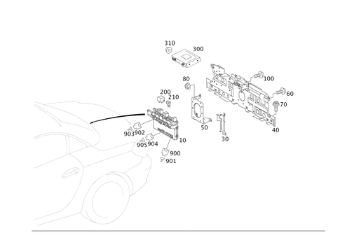 Control Modules and Relays in Load Compartment for 2006 Mercedes-Benz SLK280 #0