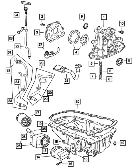 Engine Oiling, Oil Pan and Indicator (Dipstick) for 2008 Chrysler PT Cruiser #1