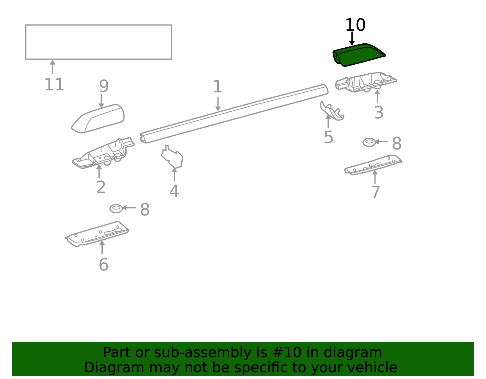 Genuine Toyota 4Runner Roof Rack End Cover – Passenger Side Front (2003-2009) Silver, OEM 63491-35011