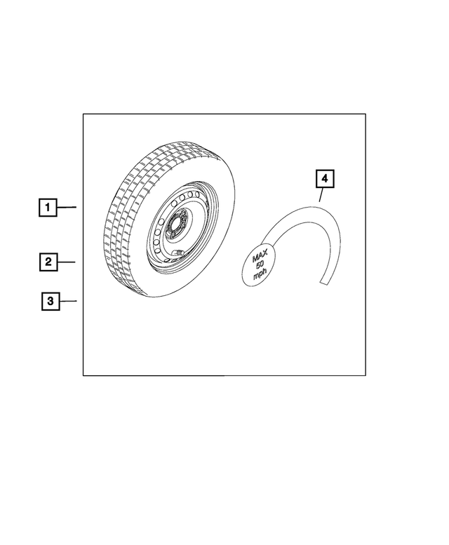 68427540AA - Wheels: Temporary Spare Tire Warning Label for Mopar Image
