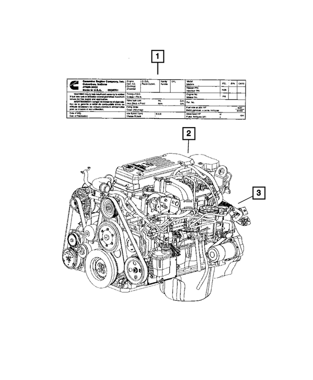 68001619AA - Engine 5.9L Six Cylinder (Diesel): Long Block Engine for Dodge: Ram 2500, Ram 3500 Image