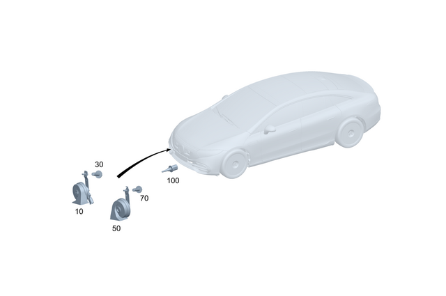 2975423200 - Electrical Equipment and Instruments: Horn for Mercedes-Benz: EQE 350, EQE 350 SUV, EQE 350+, EQE 350+ SUV, EQE 500, EQE 500 SUV, EQE AMG, EQE AMG SUV, EQS 450, EQS 450 SUV, EQS 450+, EQS 450+ SUV, EQS 580, EQS 580 SUV, EQS AMG, Maybach EQS 680 SUV Image image