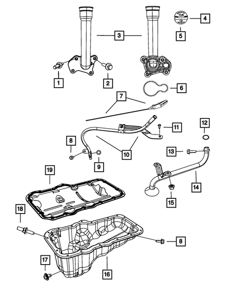 Engine Oiling, Oil Pan and Indicator (Dipstick) for 2011 Ram 1500 #0