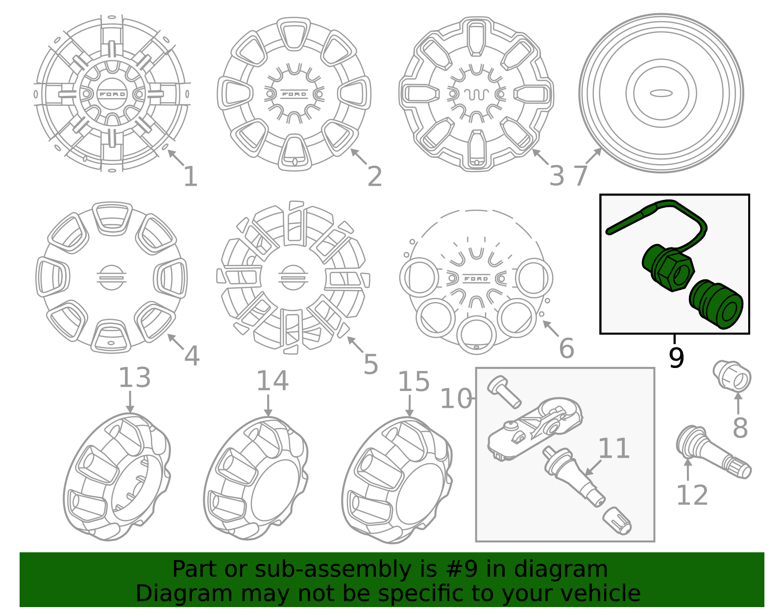 HC3Z-1A043-B - Wheel Locks - Zinc-Plated For Hidden Lugs - 2017
