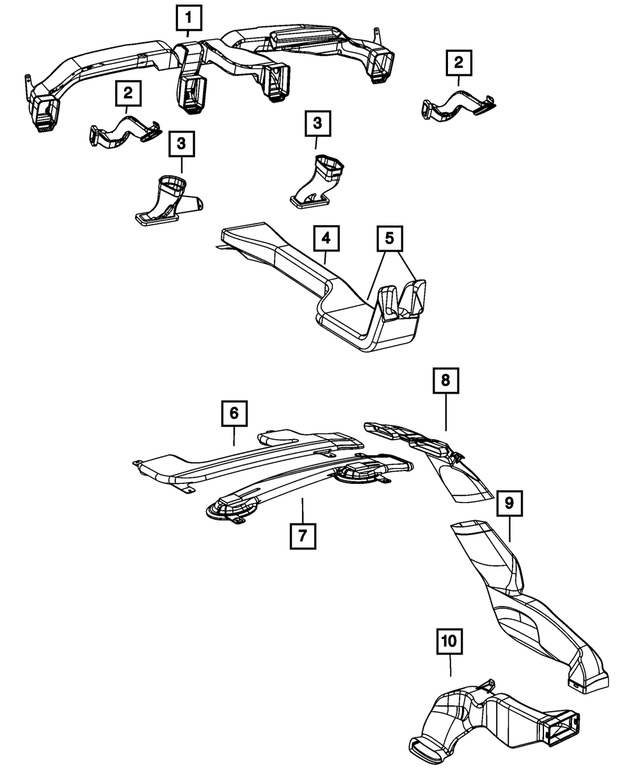 55038062AC - Air Conditioners and Heaters: Floor Distribution Duct, Left for Mopar Image