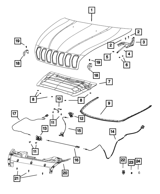 « 55347225 – Body Sheet Metal Except Doors : Capot Butoir pour Mopar Image »