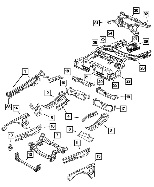 4780806AF - Body Sheet Metal Except Doors: Rear Suspension Crossmember, Front for Chrysler: 300 | Dodge: Charger, Magnum Image