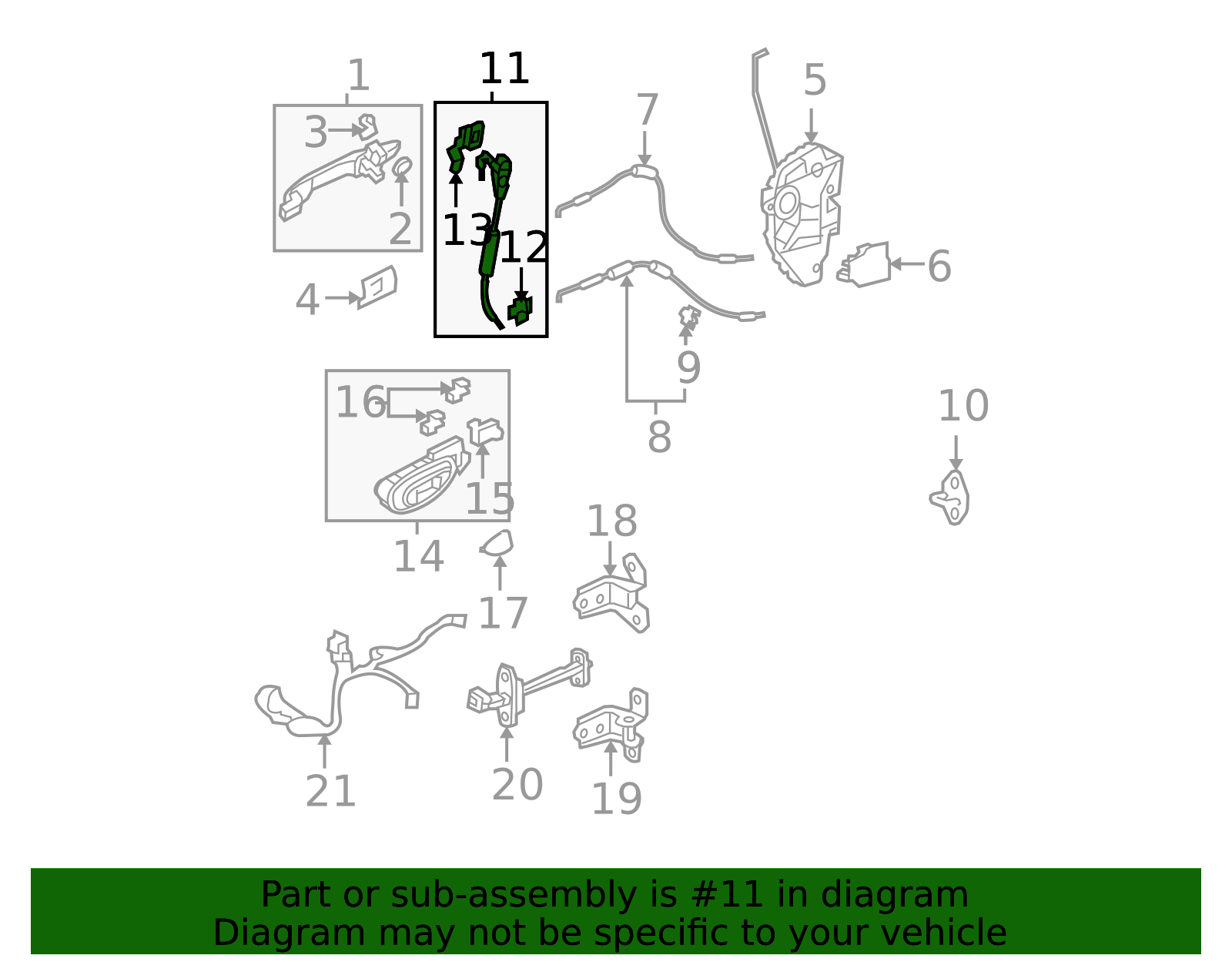YU　① 72145-SNA-A01 - Genuine Honda Cylinder, Passenger Side Door