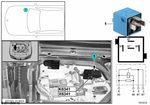 61366915327 - Vehicle Electrical System: Relay, Make Contact, Sky-Blue for BMW: 128i, 135i, 318i, 318is, 318ti, 320i, 323Ci, 323i, 325Ci, 325i, 325is, 325xi, 328Ci, 328i, 328xi, 330Ci, 330i, 330xi, 335d, 335i, 335xi, 525i, 525xi, 528i, 528xi, 530i, 530xi, 535i, 535xi, 540i, 540iP, 545i, 550i, 550iX, 645Ci, 650i, 650iX, 740i, 740iL, 740iLP, 740Li, 745i, 745Li, 750i, 750iL, 750iLP, 750iX, 750Li, 750LiX, 760i, 760Li, BMW ALPINA B7, BMW ALPINA B7L, BMW ALPINA B7LX, BMW ALPINA B7X, BMW ALPINA V8, Hybrid 7, Hybrid 7L, i3 60Ah Rex, i3 94Ah Rex, i3s 94Ah Rex, M3, M3 3.2, M4 CS, M4 GTS, M5, M6, X1 28i, X1 28iX, X1 35iX, X3 2.5i, X3 3.0i, X3 3.0si, X5 3.0i, X5 3.0si, X5 35dX, X5 4.4i, X5 4.6is, X5 4.8i, X5 4.8is, Z3 1.9, Z3 2.5, Z3 2.5i, Z3 2.8, Z3 3.0i, Z3 M3.2, Z4 2.5i, Z4 28i, Z4 3.0i, Z4 3.0si, Z4 30i, Z4 35i, Z4 35is, Z4 M3.2, Z8 Image image