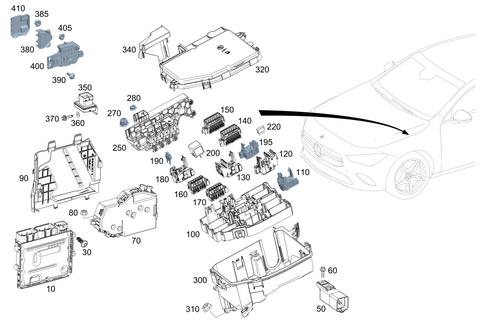 Control Units, Fuse Boxes and Relays in Engine Compartment for 2025 Mercedes-Benz CLA250 #0