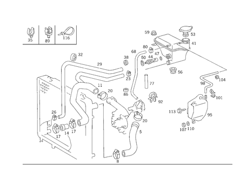 Expansion Tank, Mounting and Hoses for 1989 Mercedes-Benz 300TE #3