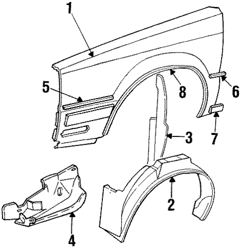 Exterior Trim - Fender for 1990 Chrysler New Yorker #0