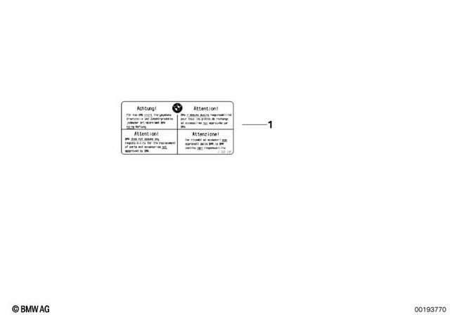 71212332219 - Parts and Accessories for Engine / Chassis: Label European Parts -  for BMW-Motorrad Image