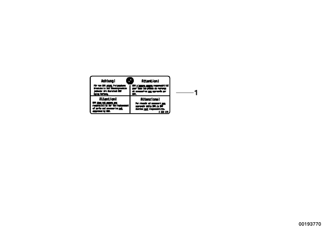 71212332219 - Parts and Accessories for Engine / Chassis: Label European Parts -  for BMW-Motorrad Image