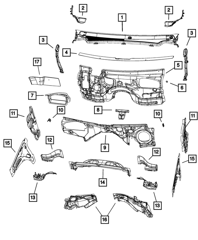 55112951AC - Body Sheet Metal Except Doors: Cowl Side Trim Panel, Left for Jeep: Grand Cherokee, Grand Cherokee WK Image
